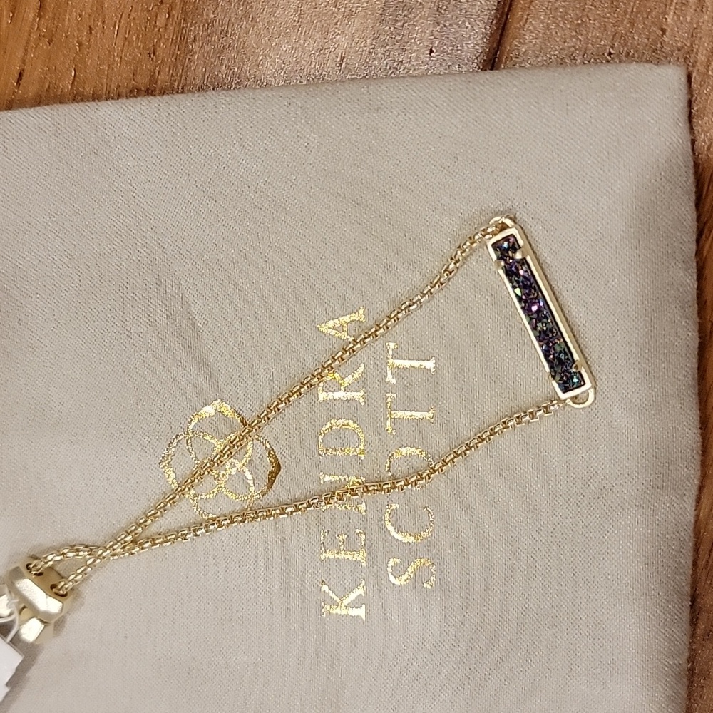 Kendra Scott Stan Adjustable Chain Bracelet In Gold & Multi Color Drusy